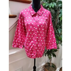 CJ Bank Women Solid Pink Cotton Long Sleeve Buttons Front Casual Jacket Size 2X